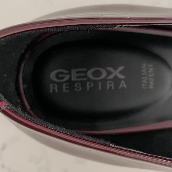 Geox Respira Vivyanne Italian Patent Leather Classic Shoes Burgundy Wine Sz 39.5 - Picture 8 of 12